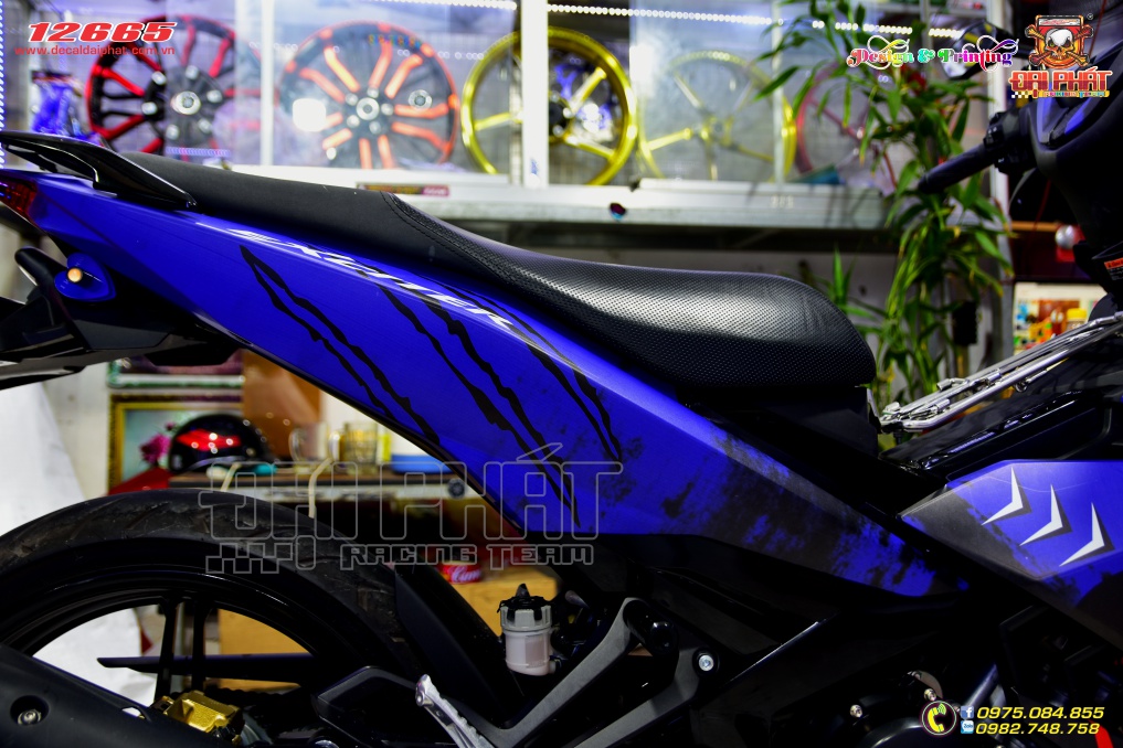 Tem Trùm Xe Exciter 150 Xanh Đen Cá Mập