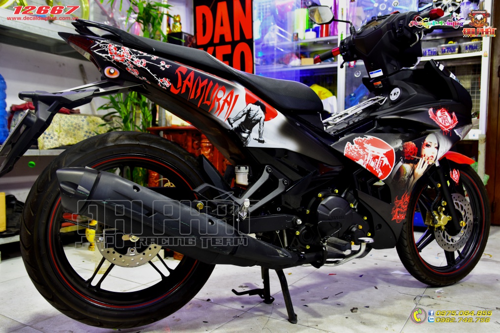 Tem Exciter 150 Samurai Đỏ Đen Nhám