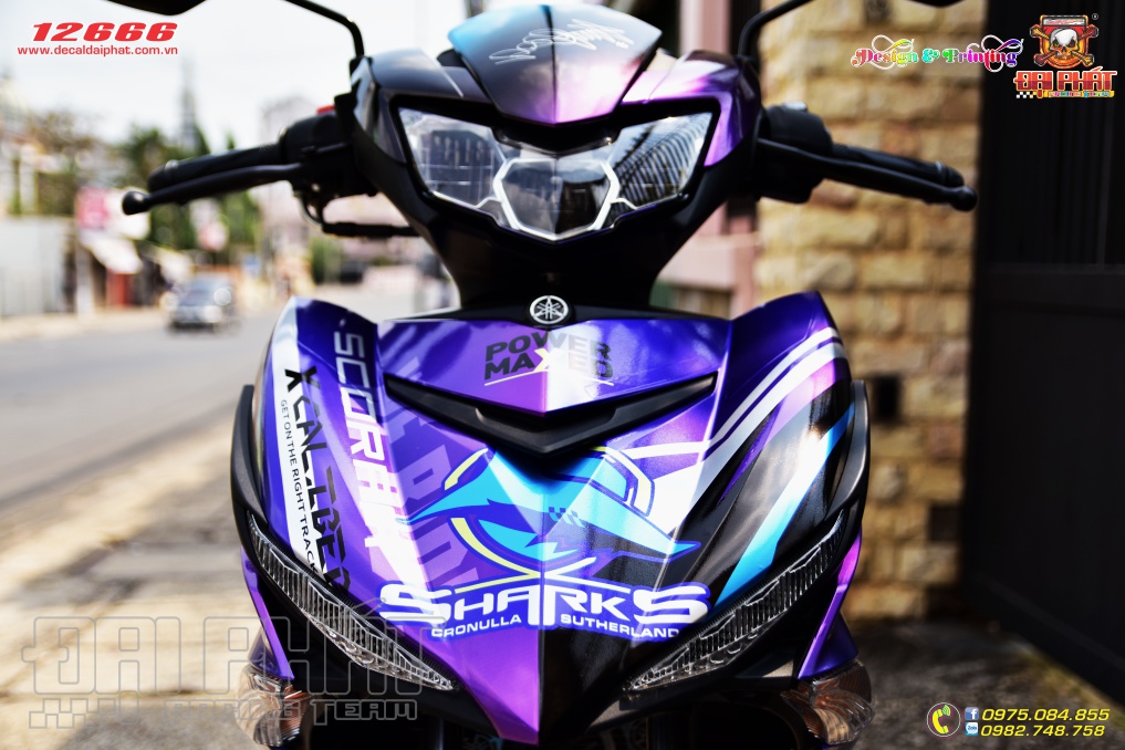 Tem Trùm Xe Exciter 150 Cá Mập Xanh Candy