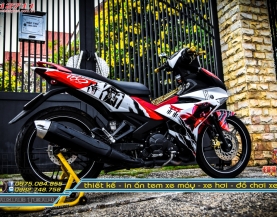 TEM TRÙM EX150 SAMURAI TRẮNG ĐỎ CỰC CHẤT