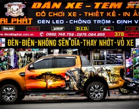 Tem Ô Tô Bán Tải  Wrap Full Cam Đen Họa Tiết