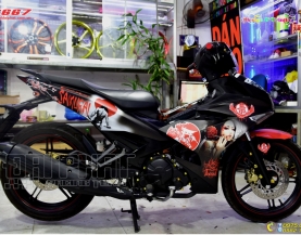 Tem Exciter 150 Samurai Đỏ Đen Nhám