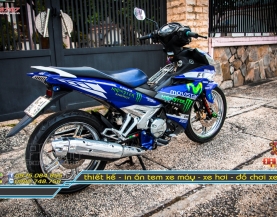 Tem Trùm Xe Exciter 150 Xanh Trắng Movistar 