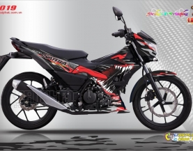 Tem Trùm Xe Satria Cá Mập Đỏ Đen