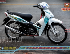 Tem Xe Wave Độ Trắng Xanh Đẹp Tinh Tế