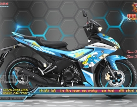 Tem Xe Exciter 155 Xanh Trắng Vàng The Smurfs