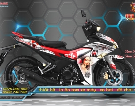 Tem Exciter 155 Trắng Đỏ Samurai