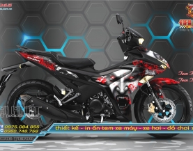 Tem Trùm Exciter 155 Đen Xám Đỏ Mặt Quỷ