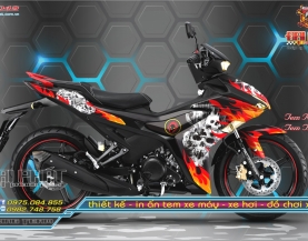Tem Trùm Exciter 150 Cam Đen Trắng Mặt Quỷ