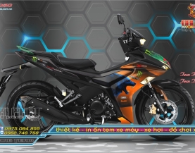 Tem Xe Exciter 155 Cam Xanh Đen Monster Chó Sói