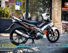 Tem Exciter 2010 Thiết Kế  Spark Trắng Đen Cam