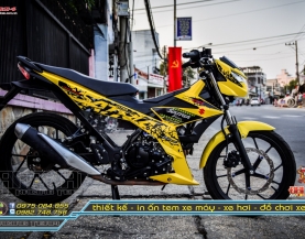 Tem Trùm Xe Satria Zin Vàng Đen