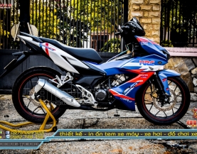 Tem Trùm Xe Winner X 150 Mẫu HRC Xanh Bạc