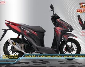 Tem Chế Vario150 Chỉ Đỏ Đen Nhám