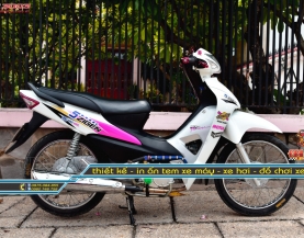 Tem Chế Xe Wave Trắng Hồng
