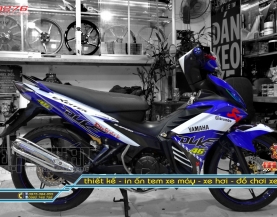 Tem Trùm Xe Exciter 135 Xanh Trắng