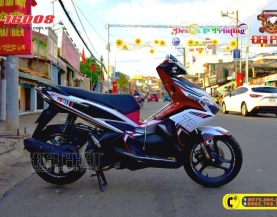 Tem Trùm Xe Airblade 2016 Cam Trắng Đen