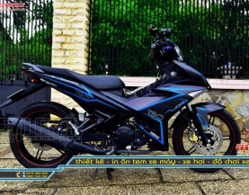 Tem Trùm Xe Exciter 150 Đen Chỉ Xanh