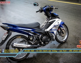Tem Trùm Xe Exciter 135 Xanh Trắng