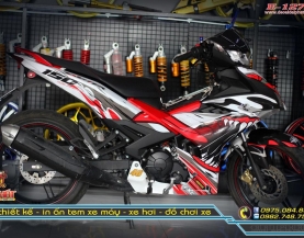 Tem Trùm Xe Exciter 150 Cá Mập Trắng Đỏ Đen