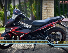 Tem Trùm Xe Exciter 150 Chỉ Đỏ Đen