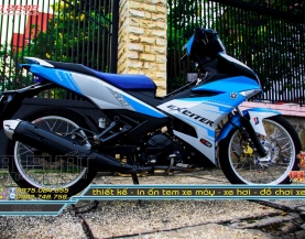 Tem Trùm Xe Exciter 150 Ducati Xanh Bạc
