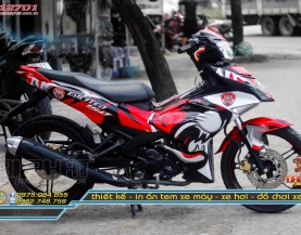 Tem Trùm Xe Exciter 150 Tiger Đỏ Đen Trắng