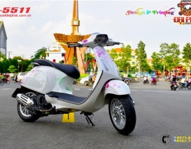 Tem Trùm Xe Vespa Hoa Văn
